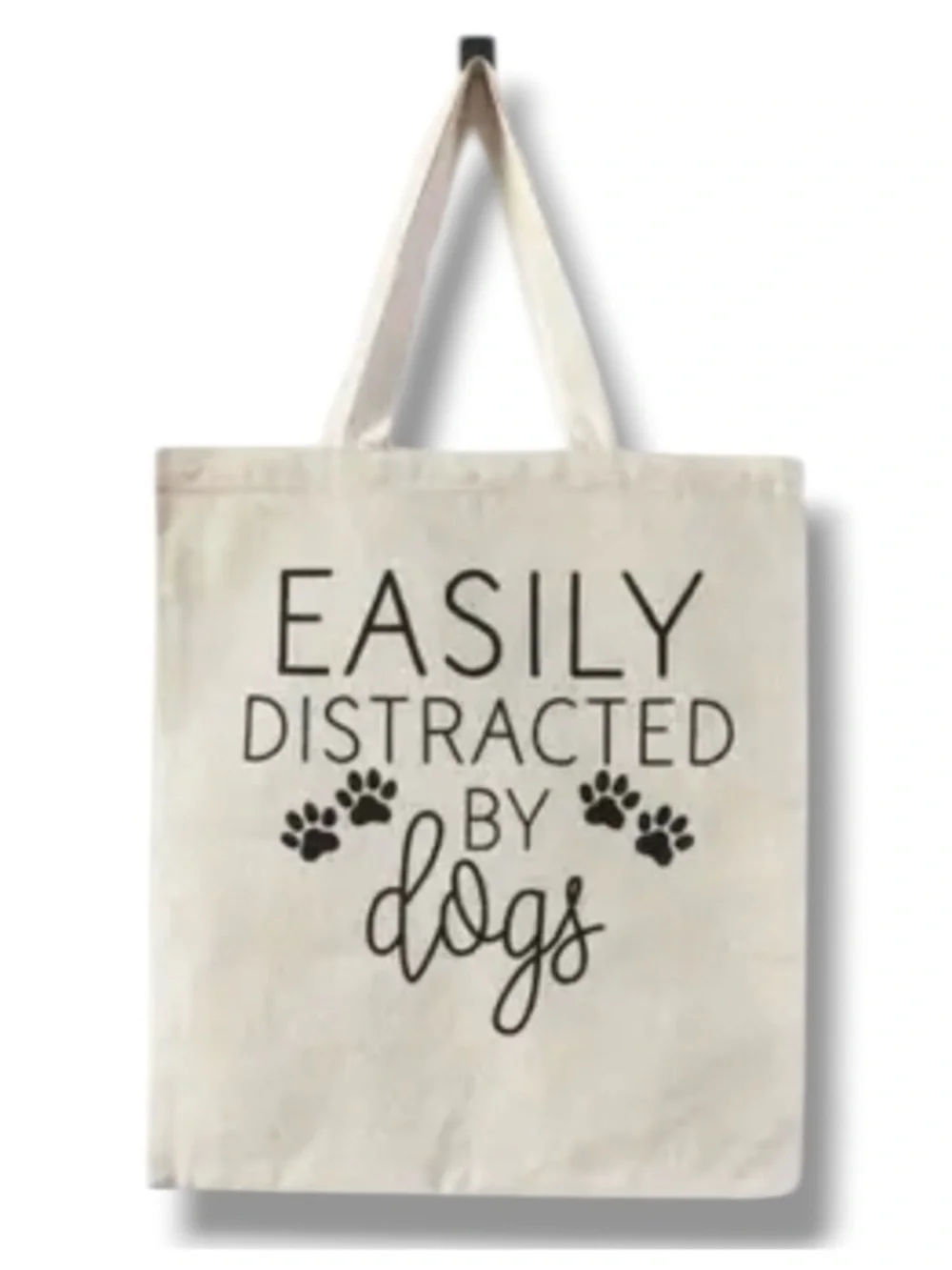 "Easily Distracted By Dogs" Canvas Tote Bag - NWT - Picture 2 of 2